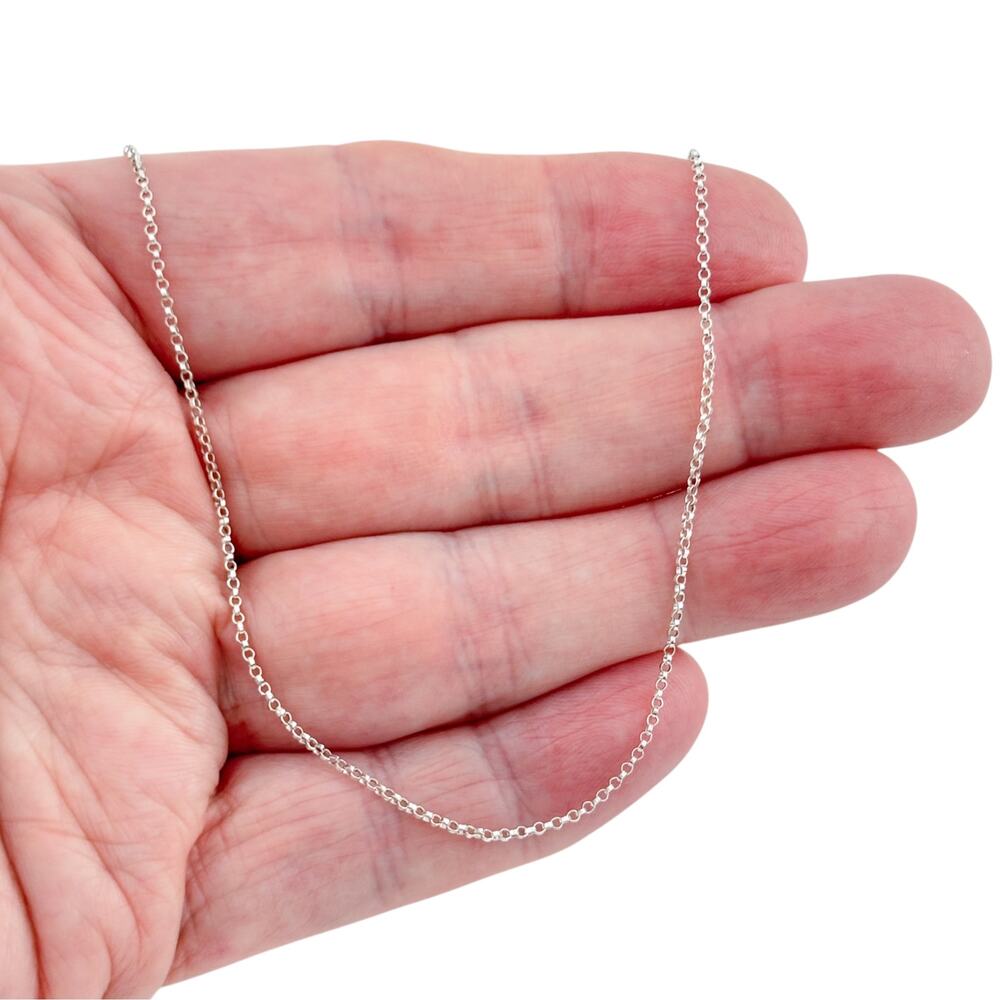 Vintage Sterling Silver 925 Round Link Chain Necklace 18"